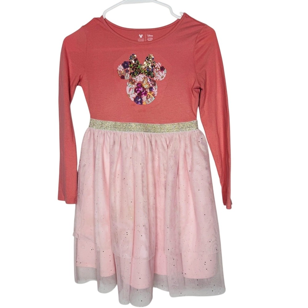 Jumping Beans x Disney ‎ Dress Sz 8 Minnie Sequin Tulle Overlay Pink Character